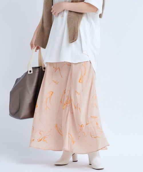 DouDou（ドゥドゥ）の「ボカシ柄プリントスカート（スカート・レディース・ベージュ/チャコールグレー・FREE）」の11枚目の写真