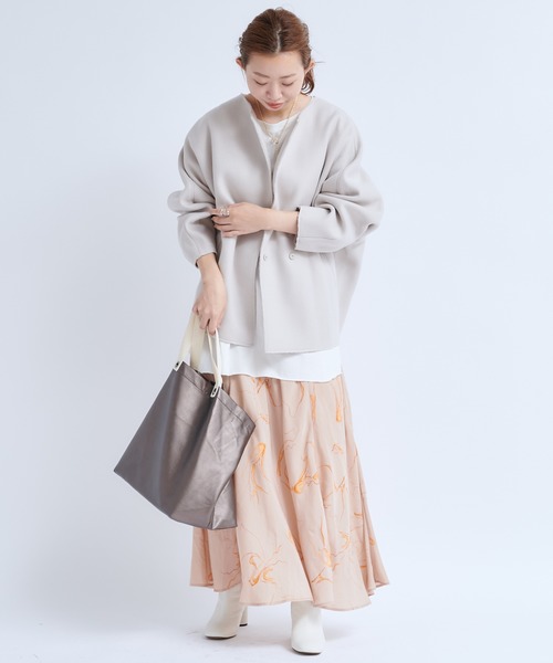 DouDou（ドゥドゥ）の「ボカシ柄プリントスカート（スカート・レディース・ベージュ/チャコールグレー・FREE）」の12枚目の写真