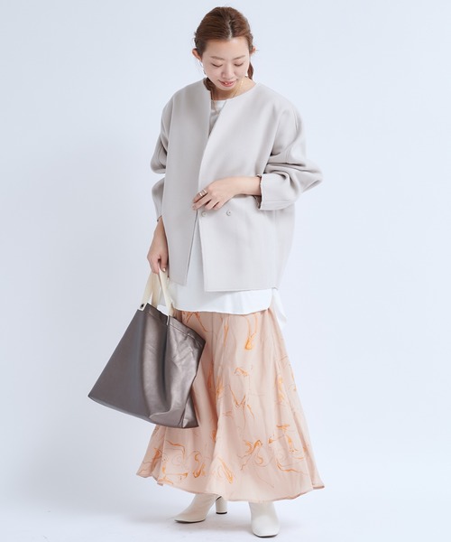 DouDou（ドゥドゥ）の「ボカシ柄プリントスカート（スカート・レディース・ベージュ/チャコールグレー・FREE）」の13枚目の写真