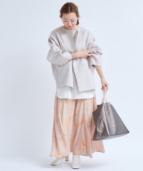 DouDou（ドゥドゥ）の「ボカシ柄プリントスカート（スカート・レディース・ベージュ/チャコールグレー・FREE）」の15枚目の写真