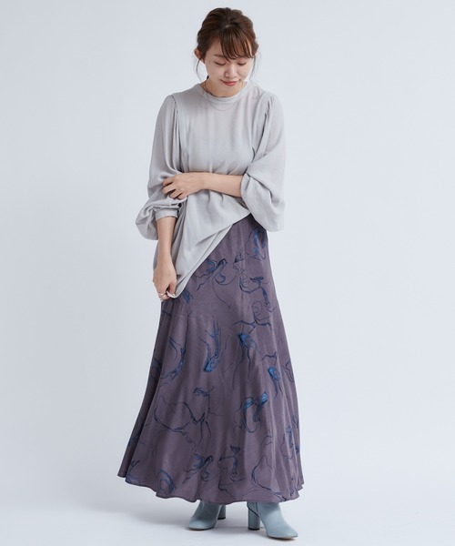 DouDou（ドゥドゥ）の「ボカシ柄プリントスカート（スカート・レディース・ベージュ/チャコールグレー・FREE）」の17枚目の写真