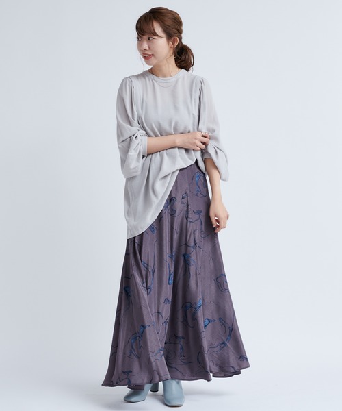 DouDou（ドゥドゥ）の「ボカシ柄プリントスカート（スカート・レディース・ベージュ/チャコールグレー・FREE）」の16枚目の写真