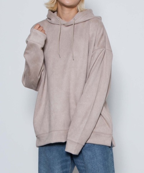 WEGO（ウィゴー）の「WEGO/フェイクスエードプルパーカー（パーカー・メンズ・ブラック/ベージュ/キャメル/パープル系その他/ブラウン系その他/サックスブルー・LARGE/MEDIUM）」の3枚目の写真