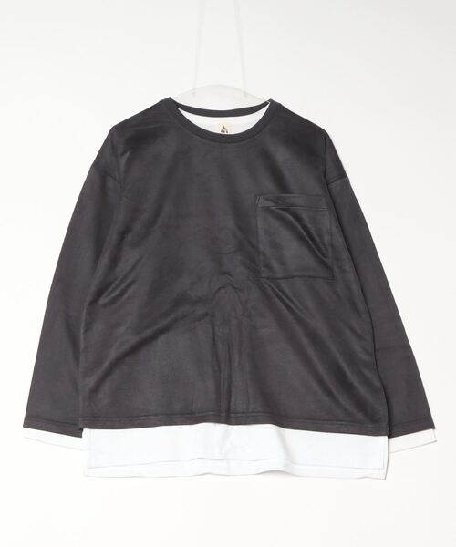 INNOCENT（イノセント）の「※セット商品　ビッグロングスリーブアンサンブル - スエードタッチプルオーバー＆天竺カットソー（Tシャツ/カットソー・メンズ・サックスブルー/グレー/スミクロ/ベージュ・LARGE/MEDIUM）」の2枚目の写真