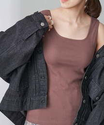 Chaco closet | 前後2WAYスクエアネック ラウンドネック リブタンクトップ(タンクトップ)