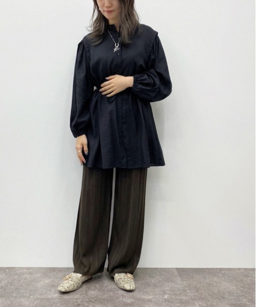 apres jour mignon（アプレジュールミニョン）の「リブ透かしニットパンツ【ZOZOTOWN限定アイテム】（その他パンツ・レディース・ブラック/ブラウン系その他/カーキ/アイボリー・X-LARGE/SMALL/MEDIUM）」の6枚目の写真