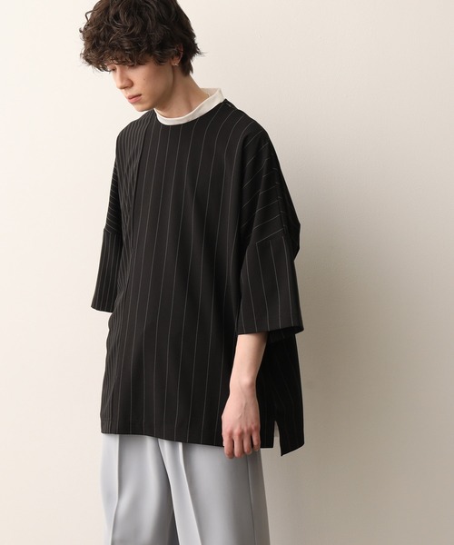 JUNRED(ジュンレッド)の「ラウンドモックネックTEE(Tシャツ/カットソー・メンズ・ホワイト/ブラック/ベージュ・M/L)」の12枚目の写真