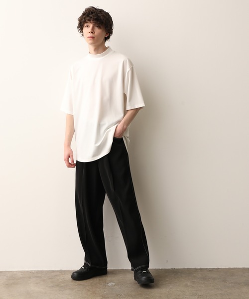 JUNRED(ジュンレッド)の「ラウンドモックネックTEE(Tシャツ/カットソー・メンズ・ホワイト/ブラック/ベージュ・M/L)」の8枚目の写真