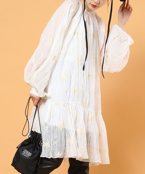 FREAK'S STORE（フリークスストア）の「シアーワッシャー刺繍ミニワンピース（ワンピース・レディース・ブラック/ホワイト/ブルーグリーン・ﾌﾘ-）」の20枚目の写真