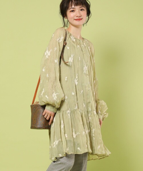 FREAK'S STORE（フリークスストア）の「シアーワッシャー刺繍ミニワンピース（ワンピース・レディース・ブラック/ホワイト/ブルーグリーン・ﾌﾘ-）」の22枚目の写真