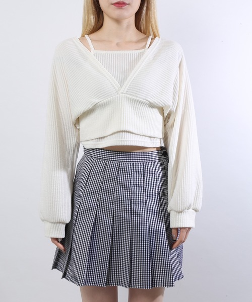 WC（ダブル シー）の「WC/アンサンブルVネックトップス（アンサンブル・レディース・ブラック/カーキ/ホワイト/ライトパープル・FREE）」の6枚目の写真