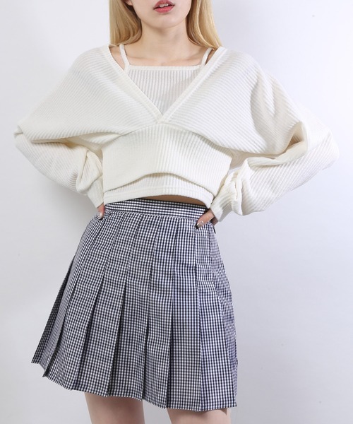 WC（ダブル シー）の「WC/アンサンブルVネックトップス（アンサンブル・レディース・ブラック/カーキ/ホワイト/ライトパープル・FREE）」の5枚目の写真