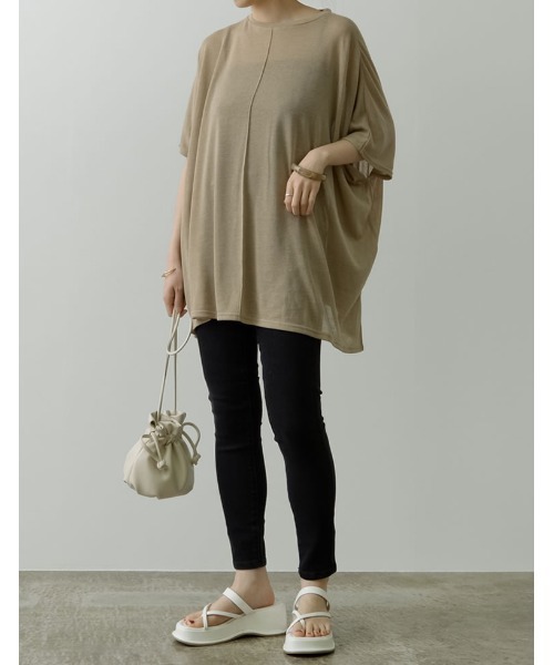 Re:EDIT（リエディ）の「センターシームシアーニットソーポンチョ（Tシャツ/カットソー・レディース・ブラック/アイボリー/ベージュ/ブラウン・MEDIUM/LARGE）」の20枚目の写真