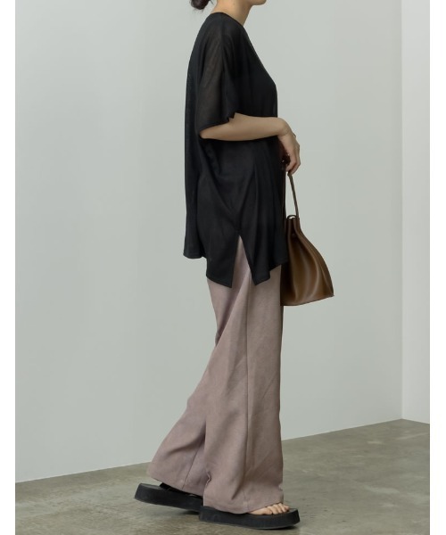 Re:EDIT（リエディ）の「センターシームシアーニットソーポンチョ（Tシャツ/カットソー・レディース・ブラック/アイボリー/ベージュ/ブラウン・MEDIUM/LARGE）」の8枚目の写真