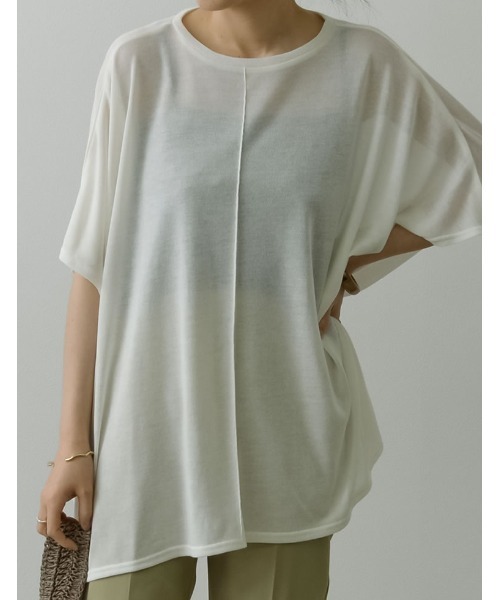 Re:EDIT（リエディ）の「センターシームシアーニットソーポンチョ（Tシャツ/カットソー・レディース・ブラック/アイボリー/ベージュ/ブラウン・MEDIUM/LARGE）」の10枚目の写真