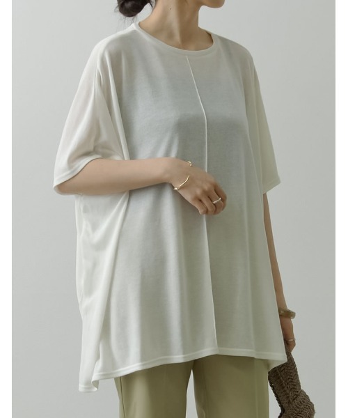 Re:EDIT（リエディ）の「センターシームシアーニットソーポンチョ（Tシャツ/カットソー・レディース・ブラック/アイボリー/ベージュ/ブラウン・MEDIUM/LARGE）」の12枚目の写真