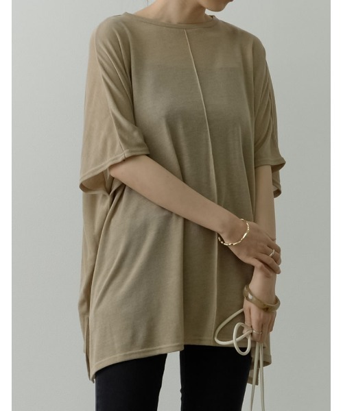 Re:EDIT（リエディ）の「センターシームシアーニットソーポンチョ（Tシャツ/カットソー・レディース・ブラック/アイボリー/ベージュ/ブラウン・MEDIUM/LARGE）」の17枚目の写真