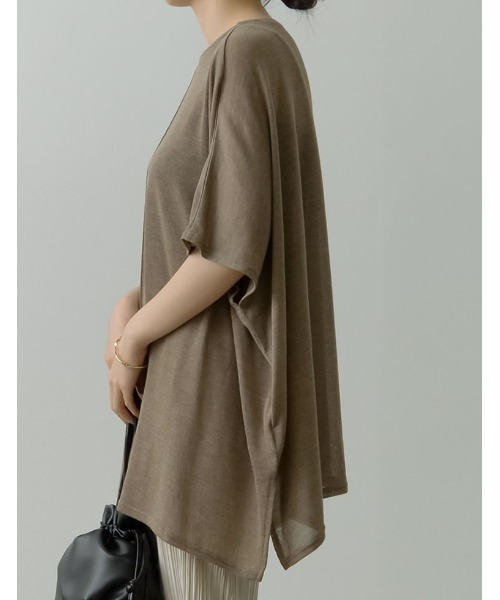 Re:EDIT（リエディ）の「センターシームシアーニットソーポンチョ（Tシャツ/カットソー・レディース・ブラック/アイボリー/ベージュ/ブラウン・MEDIUM/LARGE）」の21枚目の写真