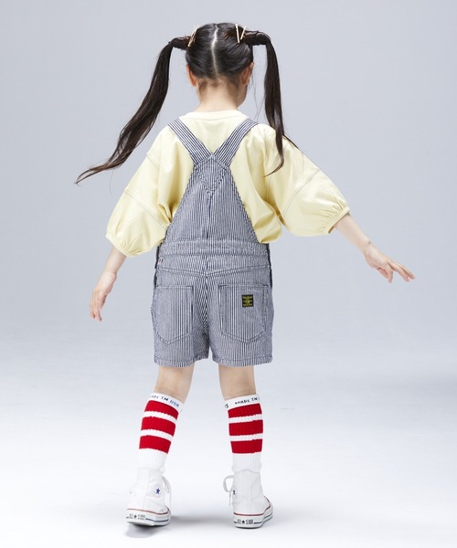 Life Support Products（ライフサポートプロダクツ）の「【コットンUSA】ショートオーバーオール（80～160cm）（サロペット/オーバーオール・キッズ・ネイビー/ブルー系その他/キナリ・90/100/110/120/80/130/95/140/150/160）」の5枚目の写真