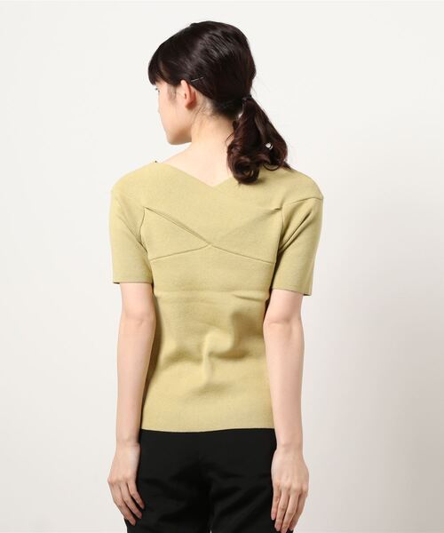 MEW'S REFINED CLOTHES（ミューズリファインドクローズ）の「ウォッシャブルクロスオフショルニット（ニット/セーター・レディース・ライトグレー/イエロー/ライトブルー/ネイビー・MEDIUM）」の5枚目の写真