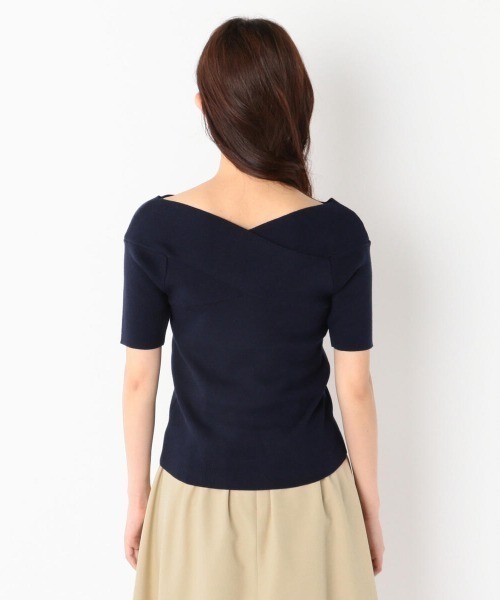 MEW'S REFINED CLOTHES（ミューズリファインドクローズ）の「ウォッシャブルクロスオフショルニット（ニット/セーター・レディース・ライトグレー/イエロー/ライトブルー/ネイビー・MEDIUM）」の8枚目の写真