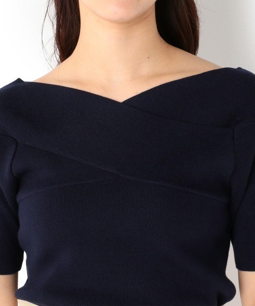 MEW'S REFINED CLOTHES（ミューズリファインドクローズ）の「ウォッシャブルクロスオフショルニット（ニット/セーター・レディース・ライトグレー/イエロー/ライトブルー/ネイビー・MEDIUM）」の9枚目の写真