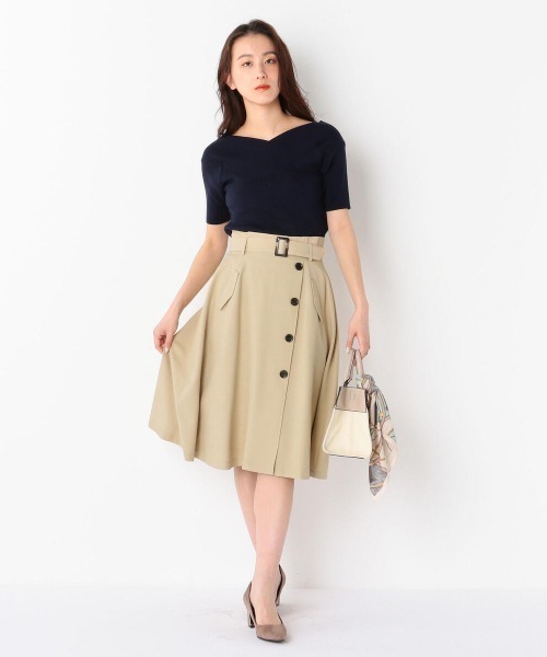 MEW'S REFINED CLOTHES（ミューズリファインドクローズ）の「ウォッシャブルクロスオフショルニット（ニット/セーター・レディース・ライトグレー/イエロー/ライトブルー/ネイビー・MEDIUM）」の12枚目の写真