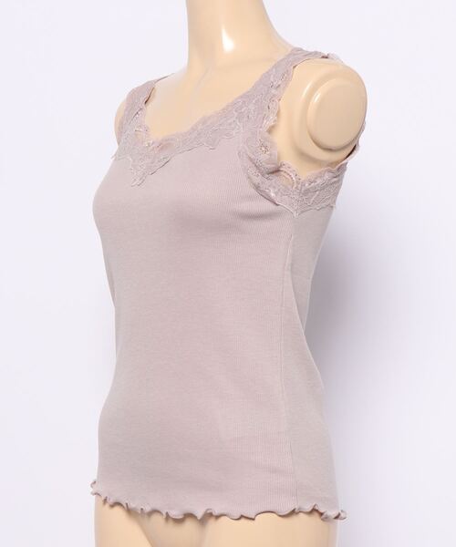 VIS（ビス）の「【前後2WAY】レース付きVネックタンクトップ（タンクトップ・レディース・ブラック/ホワイト/ピンク・FREE）」の4枚目の写真
