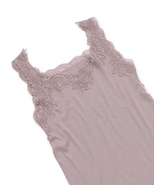 VIS（ビス）の「【前後2WAY】レース付きVネックタンクトップ（タンクトップ・レディース・ブラック/ホワイト/ピンク・FREE）」の3枚目の写真