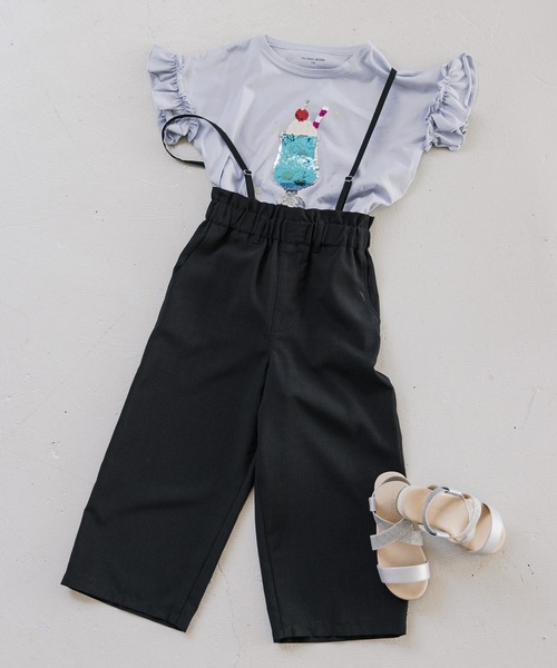 GLOBAL WORK（グローバルワーク）の「イージーケアサス付きパンツ/キッズ/941206（その他パンツ・キッズ・ブラック/グレー/アイボリー/ミント・140cm/150cm/160cm/110cm/100cm/120cm/130cm）」の2枚目の写真