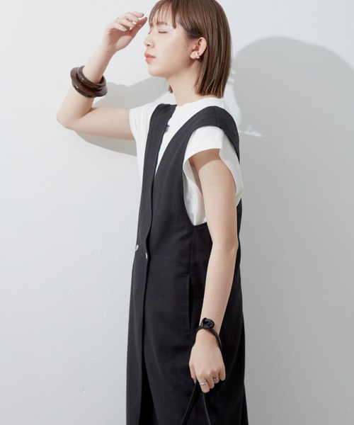 Aunt Marie's(アントマリーズ)の「リネンダブルジャンスカ / ジレ【低身長向けSサイズ有】(ワンピース・レディース・カーキ/アイボリー/ブラック・FREE/SMALL)」の16枚目の写真