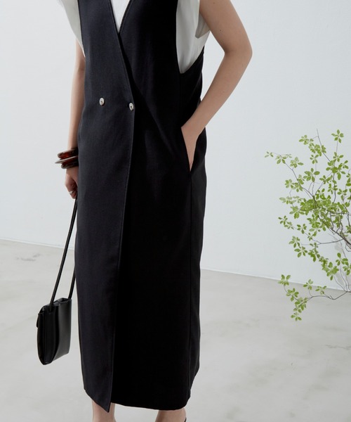 Aunt Marie's(アントマリーズ)の「リネンダブルジャンスカ / ジレ【低身長向けSサイズ有】(ワンピース・レディース・カーキ/アイボリー/ブラック・FREE/SMALL)」の11枚目の写真