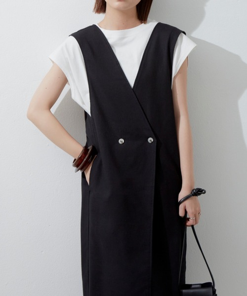 Aunt Marie's(アントマリーズ)の「リネンダブルジャンスカ / ジレ【低身長向けSサイズ有】(ワンピース・レディース・カーキ/アイボリー/ブラック・FREE/SMALL)」の10枚目の写真