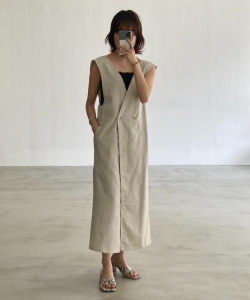 Aunt Marie's(アントマリーズ)の「リネンダブルジャンスカ / ジレ【低身長向けSサイズ有】(ワンピース・レディース・カーキ/アイボリー/ブラック・FREE/SMALL)」の19枚目の写真