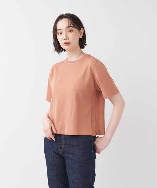 collex(コレックス)の「ハイツイストコットンニットTシャツ(ニット/セーター・レディース・ダークオレンジ/ベージュ/ブラック・フリー)」の3枚目の写真