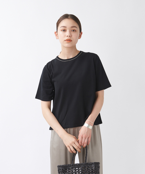 collex(コレックス)の「ハイツイストコットンニットTシャツ(ニット/セーター・レディース・ダークオレンジ/ベージュ/ブラック・フリー)」の2枚目の写真
