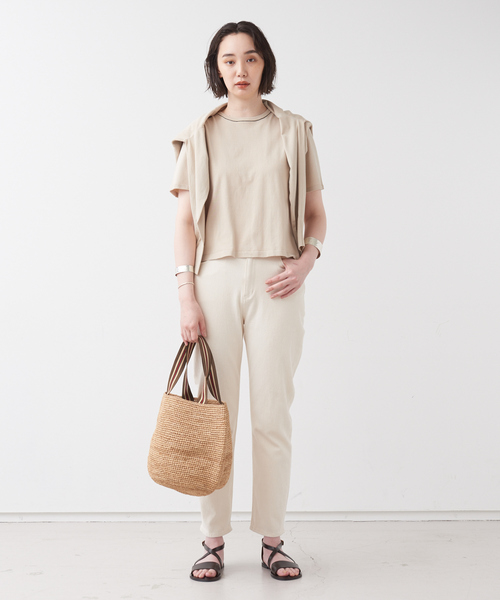 collex(コレックス)の「ハイツイストコットンニットTシャツ(ニット/セーター・レディース・ダークオレンジ/ベージュ/ブラック・フリー)」の4枚目の写真