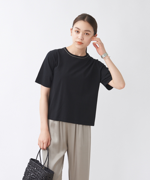 collex(コレックス)の「ハイツイストコットンニットTシャツ(ニット/セーター・レディース・ダークオレンジ/ベージュ/ブラック・フリー)」の5枚目の写真