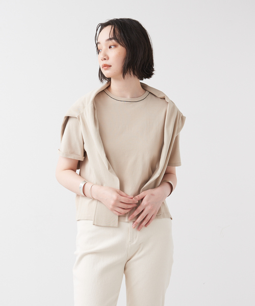 collex(コレックス)の「ハイツイストコットンニットTシャツ(ニット/セーター・レディース・ダークオレンジ/ベージュ/ブラック・フリー)」の7枚目の写真