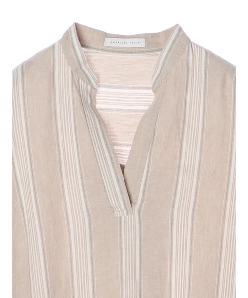 AMERICAN HOLIC（アメリカンホリック）の「リネンブレンドスキッパーフレアワンピース（ワンピース・レディース・ベージュ/アイボリー/ストライプ/ネイビー・FREE）」の22枚目の写真