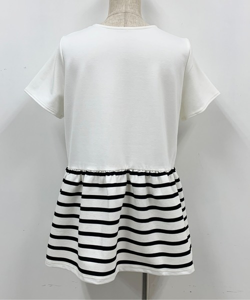 PICCIN(ピッチン)の「ボーダー切り替え半袖プルオーバー(Tシャツ/カットソー・レディース・ブラック/オフホワイト・M)」の5枚目の写真