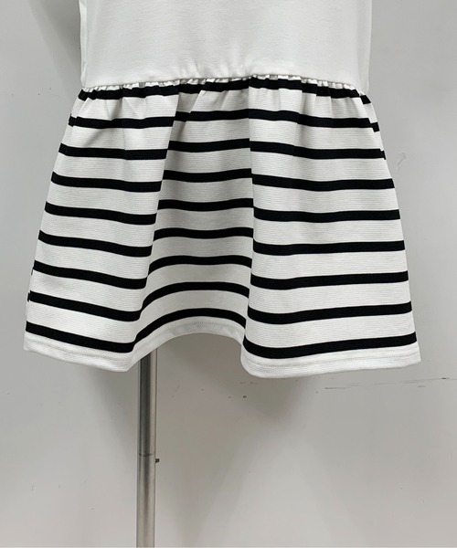 PICCIN(ピッチン)の「ボーダー切り替え半袖プルオーバー(Tシャツ/カットソー・レディース・ブラック/オフホワイト・M)」の8枚目の写真