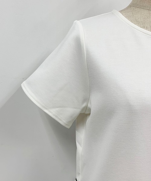 PICCIN(ピッチン)の「ボーダー切り替え半袖プルオーバー(Tシャツ/カットソー・レディース・ブラック/オフホワイト・M)」の7枚目の写真