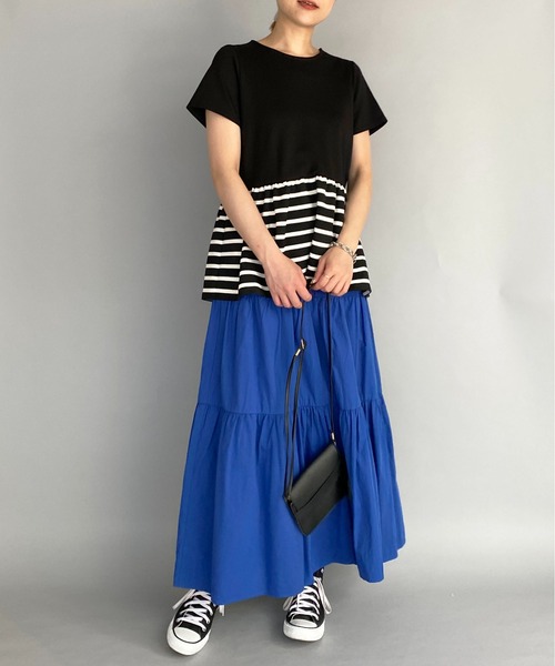 PICCIN(ピッチン)の「ボーダー切り替え半袖プルオーバー(Tシャツ/カットソー・レディース・ブラック/オフホワイト・M)」の19枚目の写真