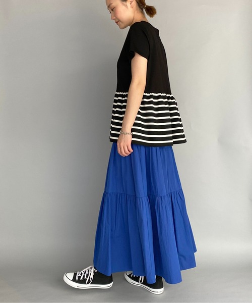 PICCIN(ピッチン)の「ボーダー切り替え半袖プルオーバー(Tシャツ/カットソー・レディース・ブラック/オフホワイト・M)」の16枚目の写真