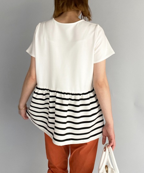 PICCIN(ピッチン)の「ボーダー切り替え半袖プルオーバー(Tシャツ/カットソー・レディース・ブラック/オフホワイト・M)」の22枚目の写真