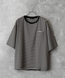 act'm | 1ポケット オーバーサイズ ボーダークルーネック半袖Tシャツ(Tシャツ/カットソー)