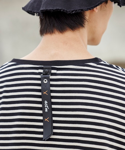 act'm（アクトム）の「1ポケット オーバーサイズ ボーダークルーネック半袖Tシャツ（Tシャツ/カットソー・メンズ・ブラック×グレー/ホワイト系その他・S/M/L）」の19枚目の写真