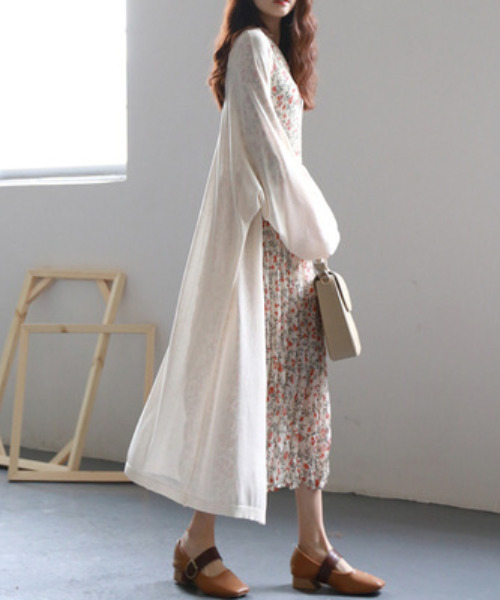 emi+（エミプラス）の「ボリュームスリーブサマーニットロングガウン  