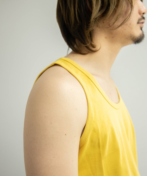 NYLAUS（ナイラス）の「プレーティング天竺 ドライ 接触冷感 ロング丈タンクトップ（タンクトップ・メンズ・ホワイト/ブラック/ベージュ/イエロー/グリーン・LL/M/L）」の11枚目の写真